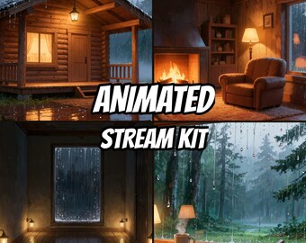 Bald verfügbar: Twitch-Bildschirm-Kit „Gemütliche Regenhütte“ – Stream-Kit – Bin gleich wieder da – Offline-Ende – 1080p