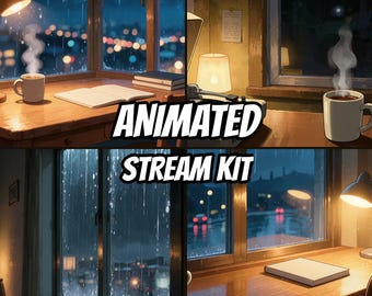 Demnächst verfügbar: Twitch-Bildschirm-Kit, Lo-Fi-Schreibtisch-Nachtstream-Kit, Bin gleich wieder da, Offline-Ende, 1080p