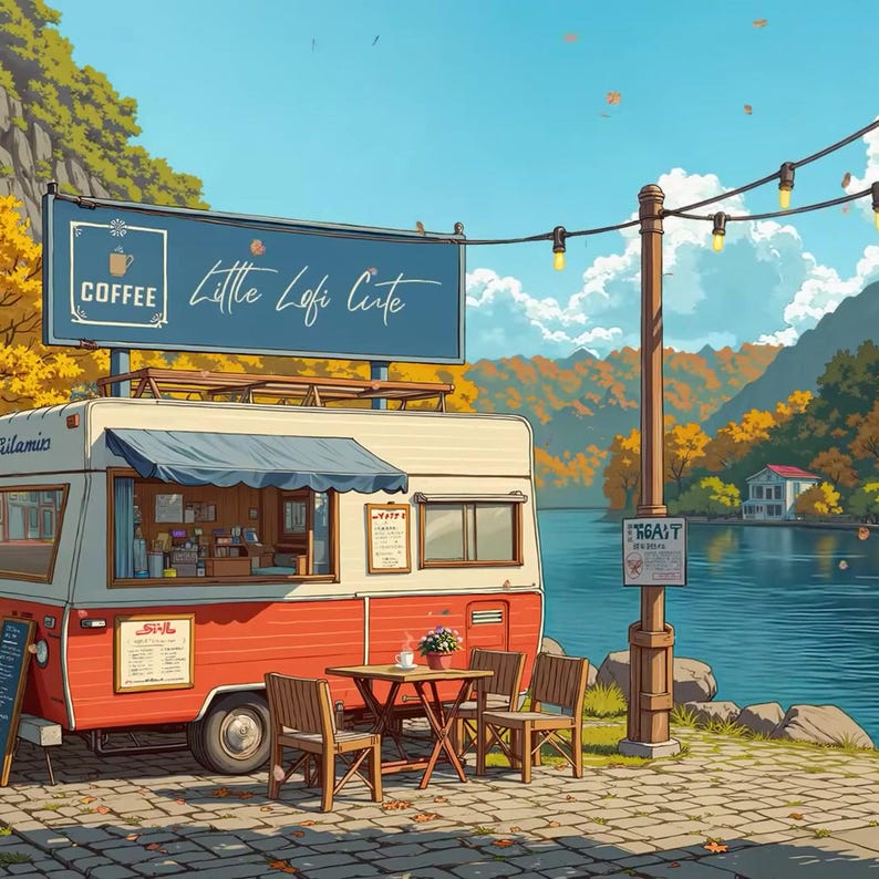 Accogliente sfondo animato autunnale in stile camper per video lofi · 1080p MP4 immagine 2