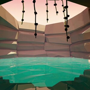 Misteriosa gruta en una cueva con piscina y fogata como fondo animado para transmisiones en Twitch · 1080p MP4 imagen 2