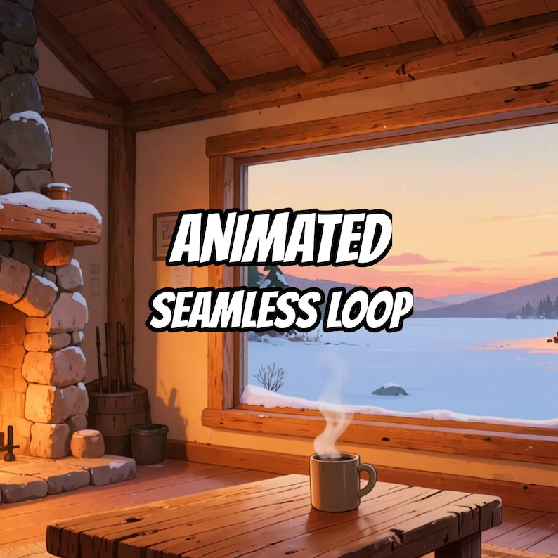 Fondo de pantalla animado de chimenea de cabaña acogedora para transmisiones de Twitch · 1080p MP4 imagen 1