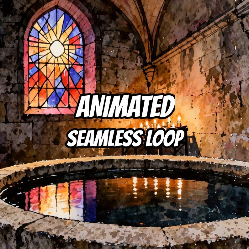 Candlelit Stained Glass Chapel Window Animated Background for Twitch Stream · 1080p MP4 image 1