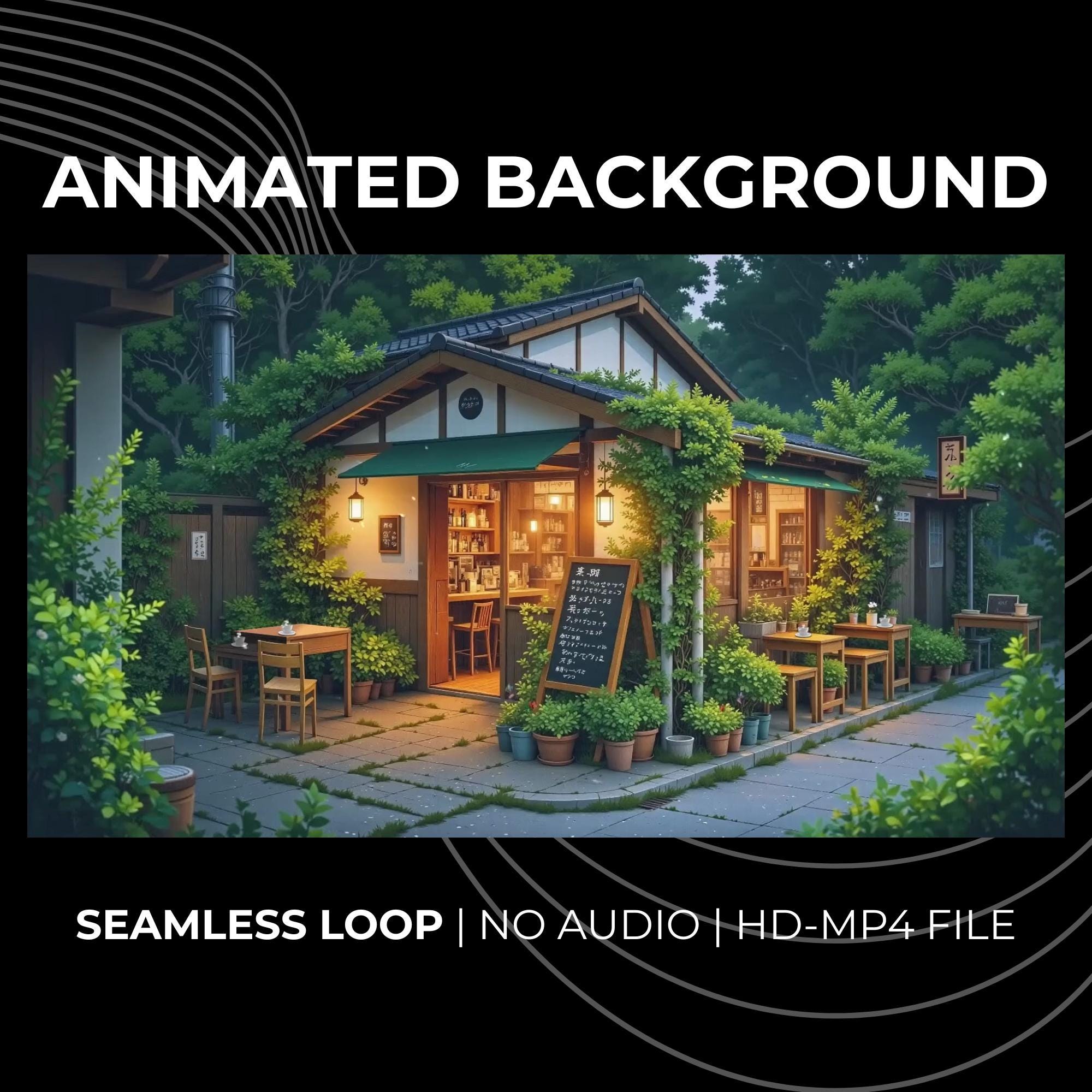 Cozy Japanese Cafe Animated Background: Looping Virtual Tea House (MP4 ...