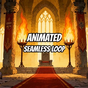 VTuber向けゴールデンキャッスル玉座の間アニメーション背景 · 1080p MP4 画像 1
