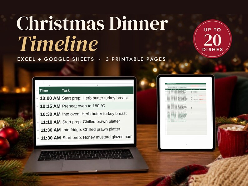 Christmas Dinner Timeline Spreadsheet