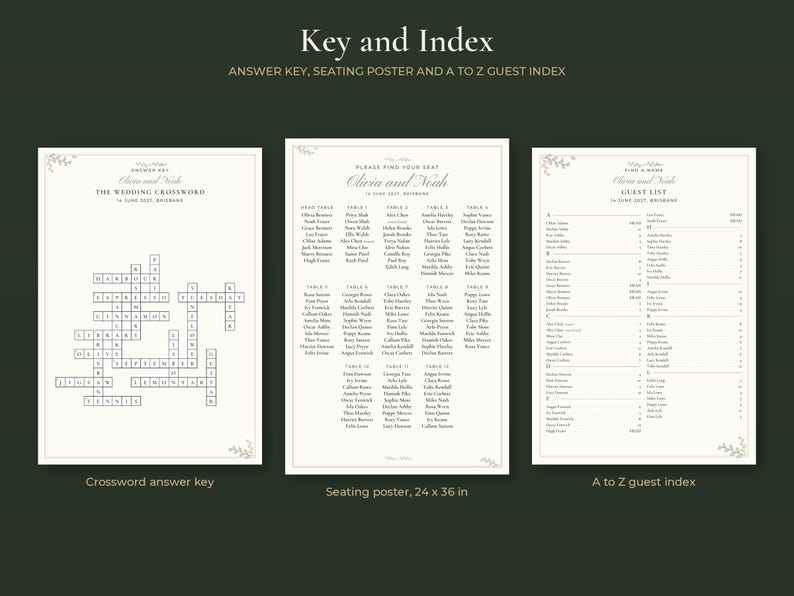 Wedding Seating Chart and Crossword Sign Bundle, image 14