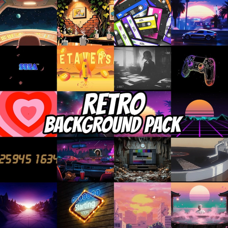 Dynamic Retro Synthwave Grid Animated Background for VTubers · 1080p MP4 image 2
