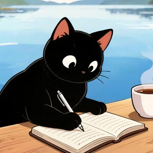 Animierte Hintergrundgrafik „Black Cat Lake Study“ für Spotify Canvas · 1080p MP4 Bild 2