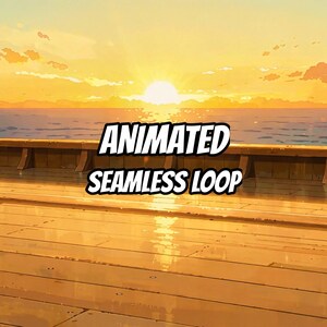 Golden Sunset Deck Ocean View With Coffee Animated Background for OBS Streaming · 1080p MP4 image 1
