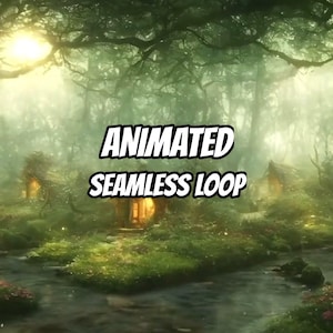 Enchanted Forest Stream Cottages Animated Background for VTubers · 1080p MP4