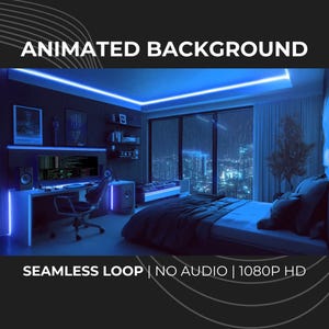Cyberpunk Bedroom Animated Background Loop | 1080p Twitch YouTube OBS Gaming Stream Overlay | Neon City Night Aesthetic VTuber Setup