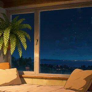 Cozy Bedroom Window Night View Live Wallpaper for YouTube Videos · 1080p MP4 image 2