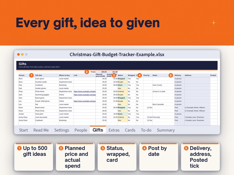 Christmas Gift Planner Spreadsheet Bundle, image 6