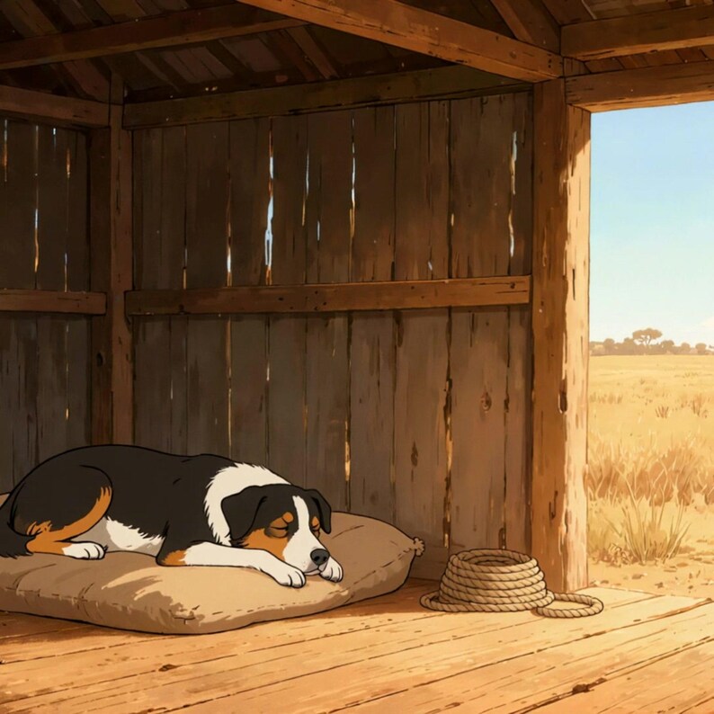 Rustic Summer Barn Field View with Sleeping Dog Animated Background for Live Streams · 1080p MP4 image 2