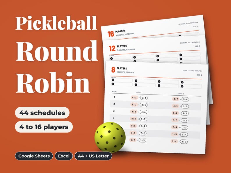 Pickleball Round Robin Schedule Spreadsheet