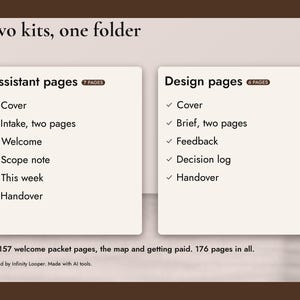 What you get in the freelancer client onboarding bundle: 5 files, A4 PDF, US Letter PDF, Word docx, Excel workbook and Start-Here PDF