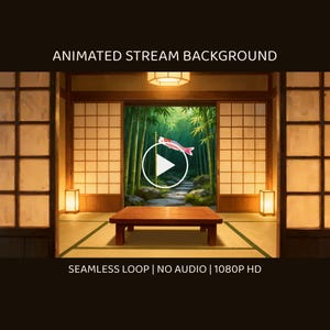 Japanse kamer bamboetuin met Koinobori geanimeerde achtergrond voor tv-screensaver · 4K + 1080p MP4 afbeelding 1