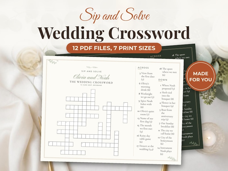 Wedding Crossword Sign