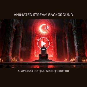Animierter Hintergrund „Gothic Thronsaal mit rotem Schein“ für Streaming · 1080p MP4 Bild 6