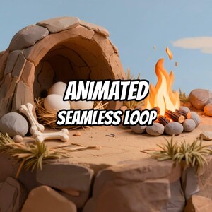 Cozy Claymation Cave Campfire Animated Background for VTuber Stream · 1080p MP4 image 1