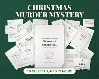 Christmas Murder Mystery Party Game for Adults, Printable Snowbound Lodge Dinner Mystery, 4-16 Players, PDF A4 and US Letter, Host Guide