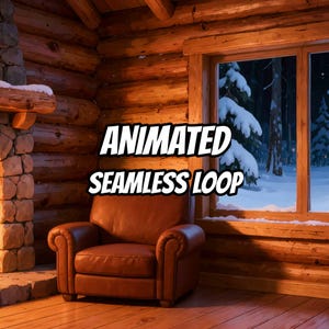 Cozy Fireplace Snowy Window Animated Background for Lofi Study · 1080p MP4 image 1