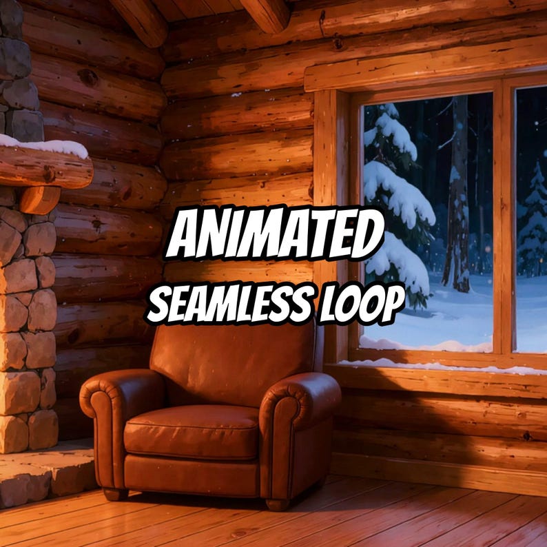 Cozy Fireplace Snowy Window Animated Background for Lofi Study · 1080p MP4 image 1