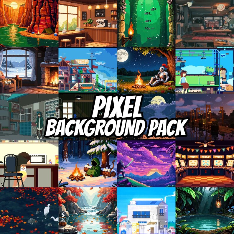 Fond animé de feu de camp du Grand Canyon en pixels pour streamers · 1080p MP4 image 2