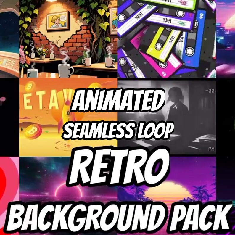 Dynamic Retro Synthwave Grid Animated Background for VTubers · 1080p MP4 image 3
