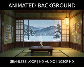 Cozy Japanese Winter Room View Animated Background for Lofi Stream · 1080p MP4