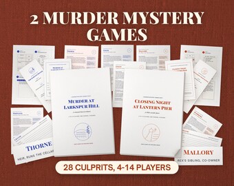 Murder Mystery Party Game Bundle, 2 Printable Games for Adults, Vineyard Dinner and 1950s Seaside Dance, 4-14 Players, A4 and US Letter PDF