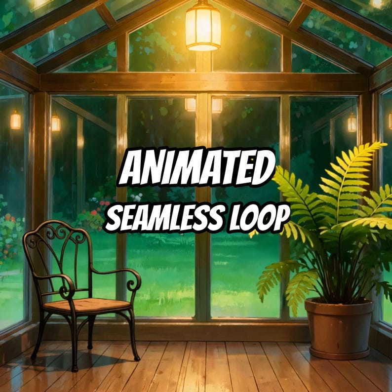 Fundo animado de estufa iluminada por lanternas para relaxamento · 1080p MP4 imagem 1