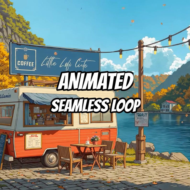 Accogliente sfondo animato autunnale in stile camper per video lofi · 1080p MP4 immagine 1