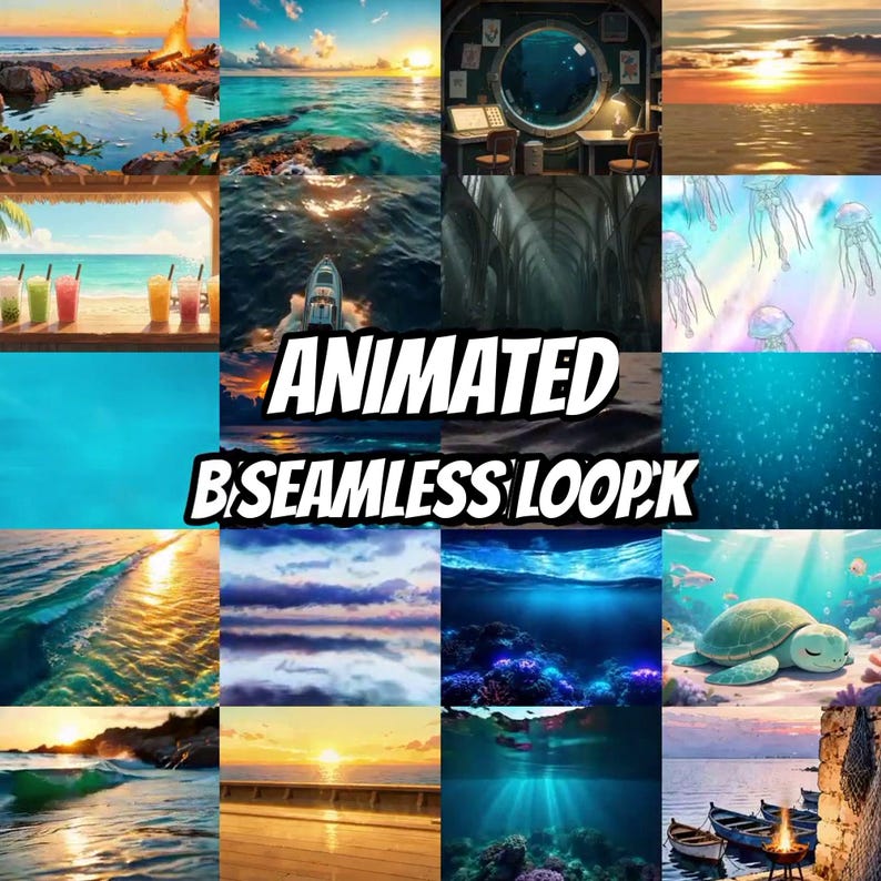 Golden Hour Beach Campfire Tidepool Animated Background for Streamers · 1080p MP4 image 2