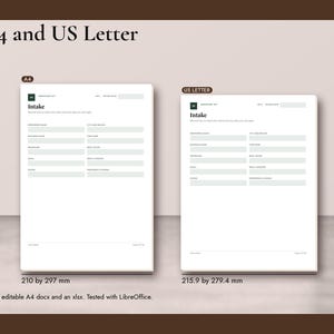 What you get in the freelancer client onboarding bundle: 5 files, A4 PDF, US Letter PDF, Word docx, Excel workbook and Start-Here PDF