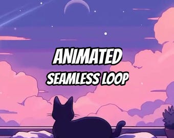 Cozy Cat Dreamy Night Sky Animated Background for Twitch Streamers · 1080p MP4