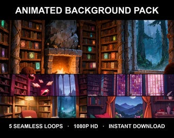 Enchanted Library Room Animated Background for Streamers · 1080p MP4