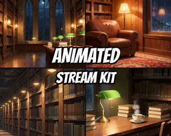 OBS-Stream-Bildschirme starten in Kürze. Dark Academia Bibliothek-Stream-Kit offline beendet (1080p).