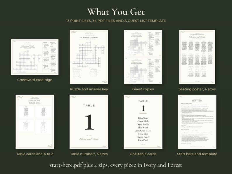 Wedding Seating Chart and Crossword Sign Bundle, image 10