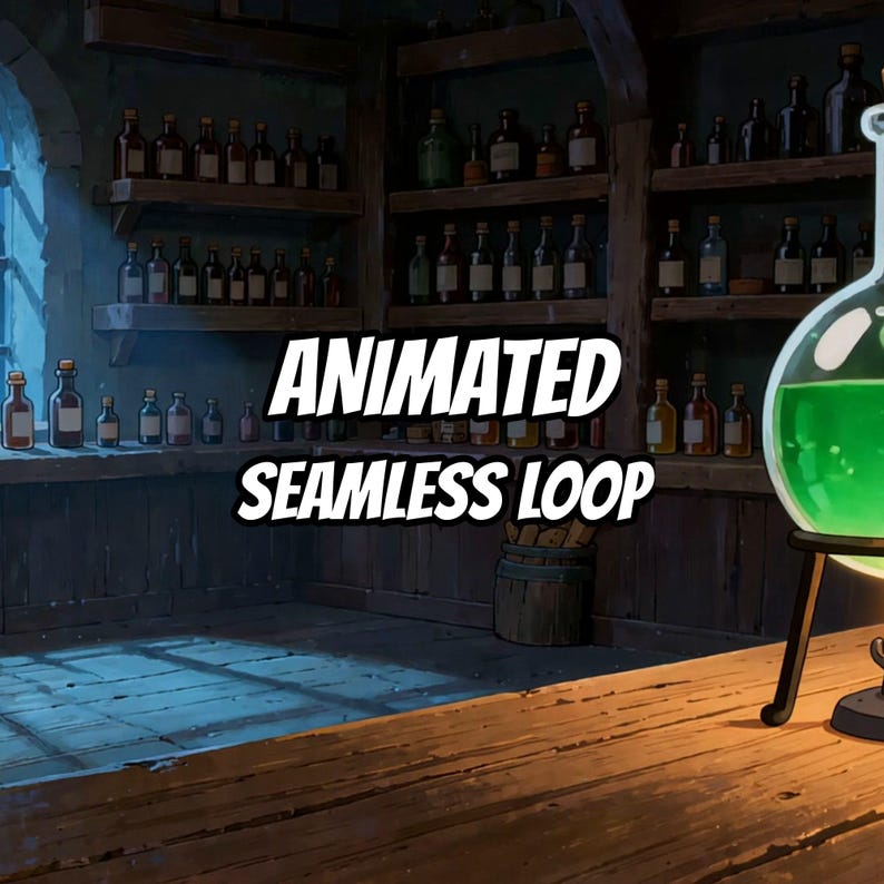 Moonlit Alchemist Lab with Bubbling Potion Live Wallpaper for Spotify Canvas · 1080p MP4 image 1