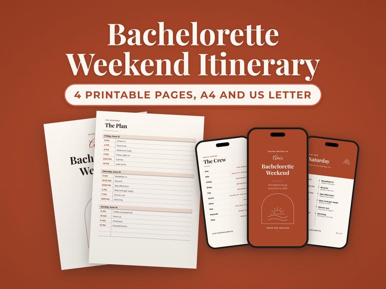 Bachelorette Itinerary Printable