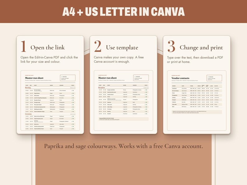 Wedding Vendor Run Sheet Template for Day of Coordinators, image 13