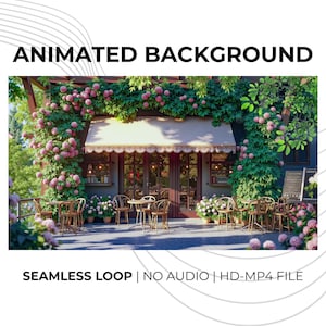 Animated Lofi Cafe Background: Seamless Floral Patio Video For Relaxing & Productivity image 1