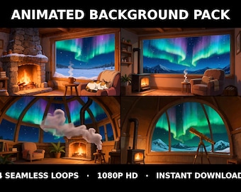 Aurora Nights Vol. 2 – Animiertes Hintergrundpaket für Streamer | 4 nahtlose Loops | 1080p MP4-Bundle