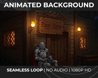 Cozy Medieval Tavern Animated Background for Streaming · 1080p MP4