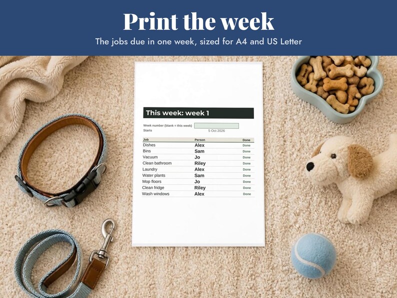 Round Robin Schedule Spreadsheet and Chore Chart Bundle, image 13