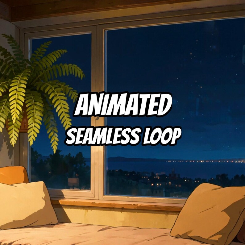 Cozy Bedroom Window Night View Live Wallpaper for YouTube Videos · 1080p MP4 image 1