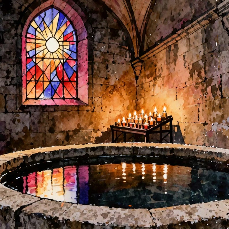 Candlelit Stained Glass Chapel Window Animated Background for Twitch Stream · 1080p MP4 image 2