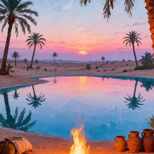 Desert Oasis Campfire Sunset Animated Background for Lofi Video · Vertical 1080p MP4 image 2