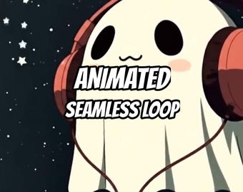 Cute Ghost Starry Space Animated Background for Lofi Videos · 1080p MP4